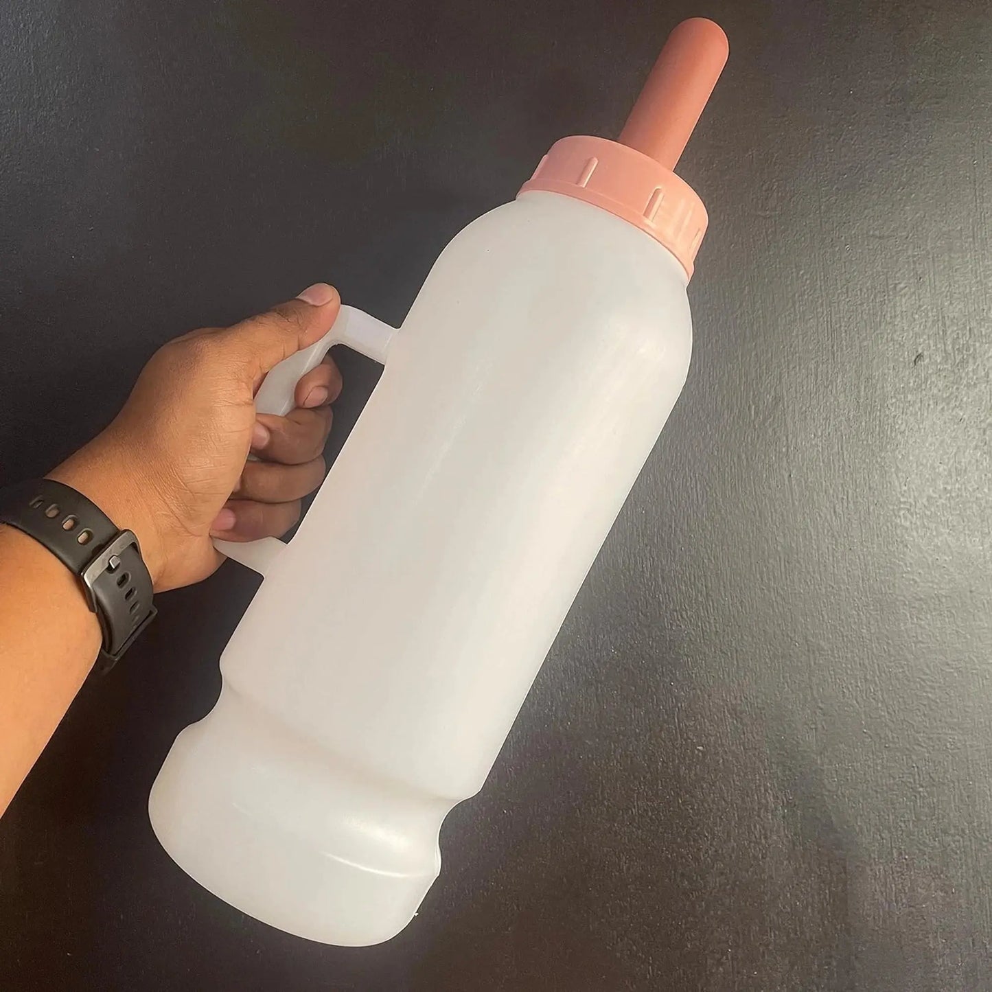 Heavy-Duty 2L Calf Milk Feeding Bottle with Food-Grade Nipple | Durable Livestock Feeder for Calves | Safe & Hygienic Farm Feeding Bottle cjfarms.in