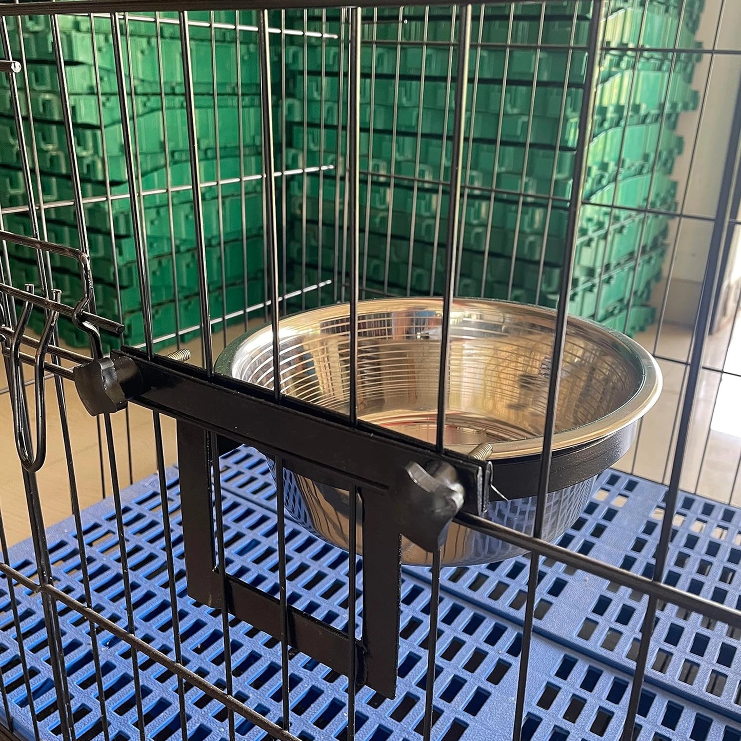 Easy-Fix Dog Bowl with Stand for Cages | 1100ml Stainless Steel Feeding Bowl for Dogs, Cats & Pets | Adjustable Cage-Mount Design