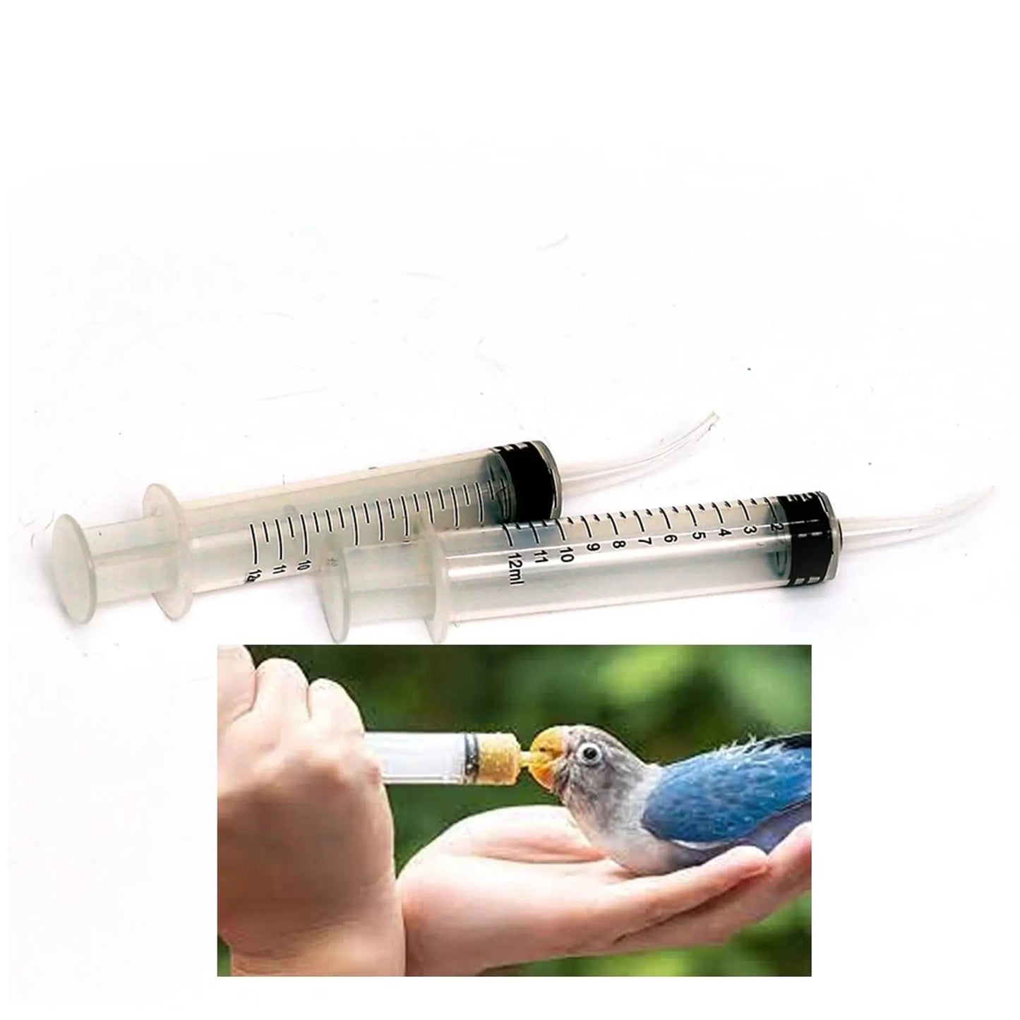 Hand Feeding Syringes with Curved Tip – 12ml (Pack of 2) | Reusable Feeding Syringes for Birds, Puppies, Kittens & Small Animals cjfarms.in