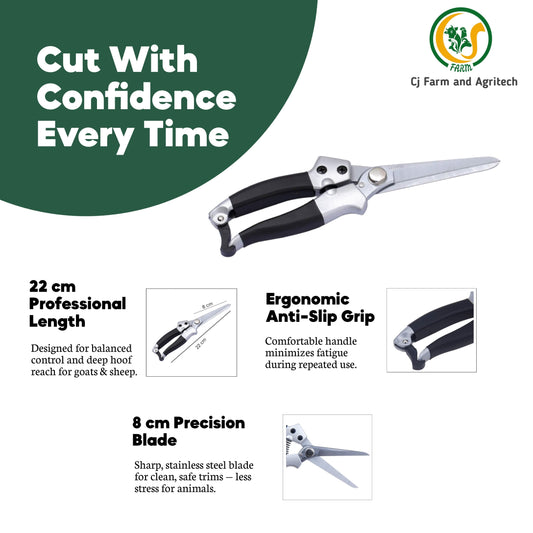 Premium Long Blade Hoof Cutter for Goats & Sheep | Heavy-Duty Stainless Steel Hoof Trimmer | 22cm Tool with 8cm Sharp Blade for Safe Livestock Hoof Care cjfarms.in