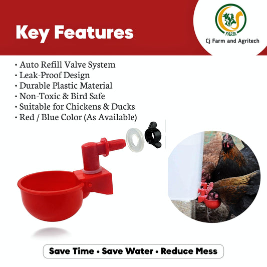 5 Pcs Automatic Chicken Feeder Cups | Auto-Refill Poultry Water Drinker | Automatic Water Bowl Cups for Chickens & Birds cjfarms.in