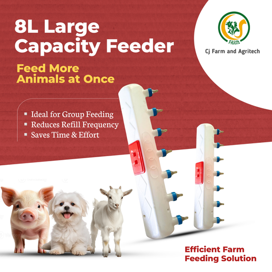 8L Large Milk Feeding Bottle with 7 Silicone Nipples | Multi-Teat Feeder for Goats, Sheep & Piglets | Durable Farm Feeding Solution cjfarms.in