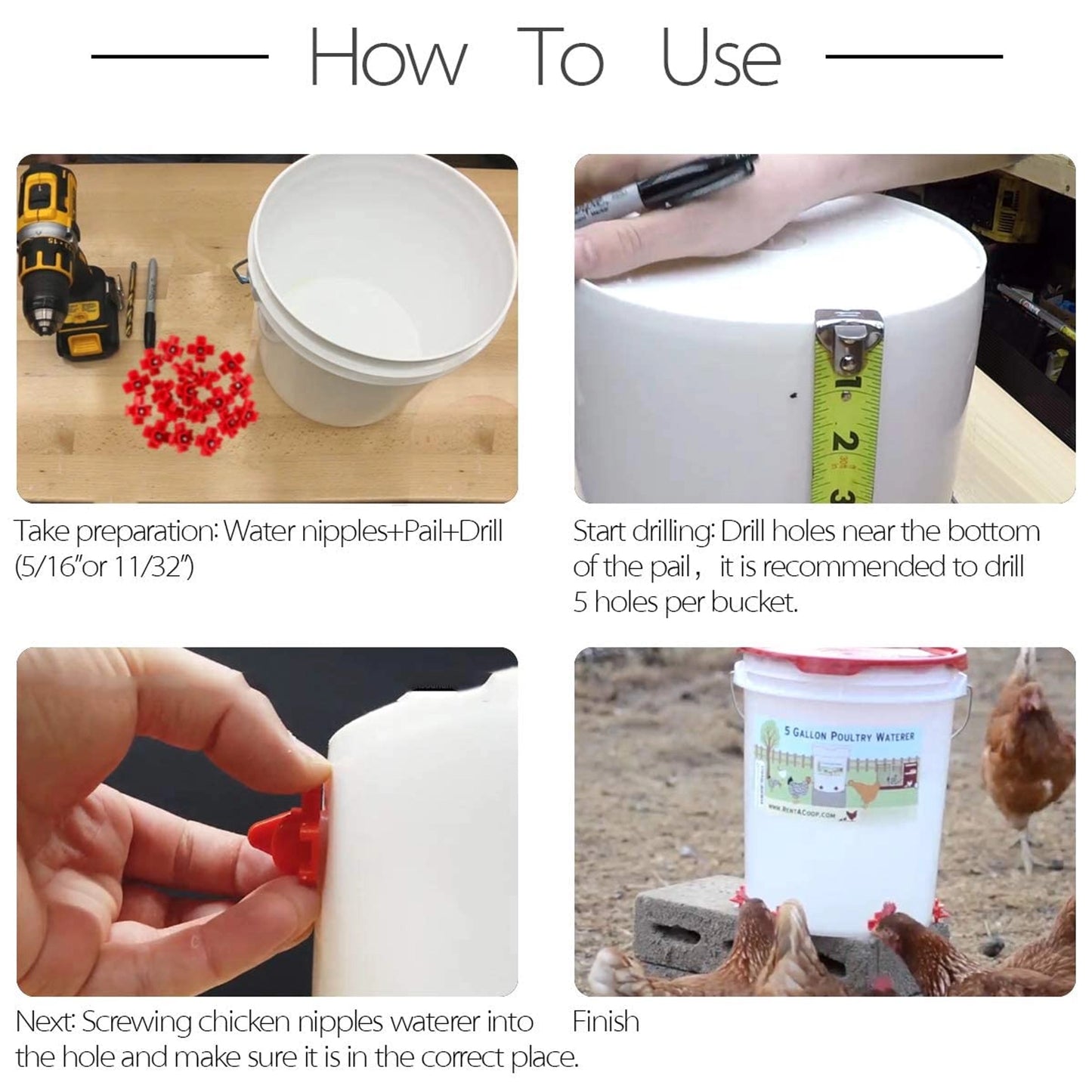 Horizontal Side-Mount Automatic Poultry Nipple Drinker | Chicken & Quail Waterer | Leak-Proof Side Mount Watering System