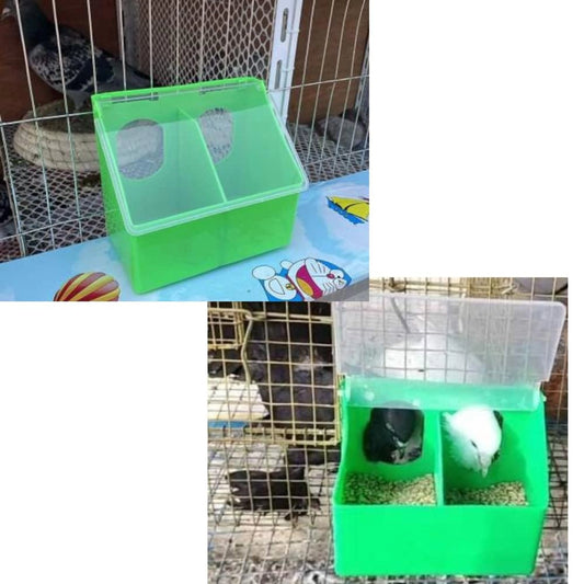 Double Hole Pigeon Feeder (Hanging Type) with Automatic Water Drinking Cups | Outside-Suitable Feeder & Drinker Set – 2 Feeders + 2 Drinkers