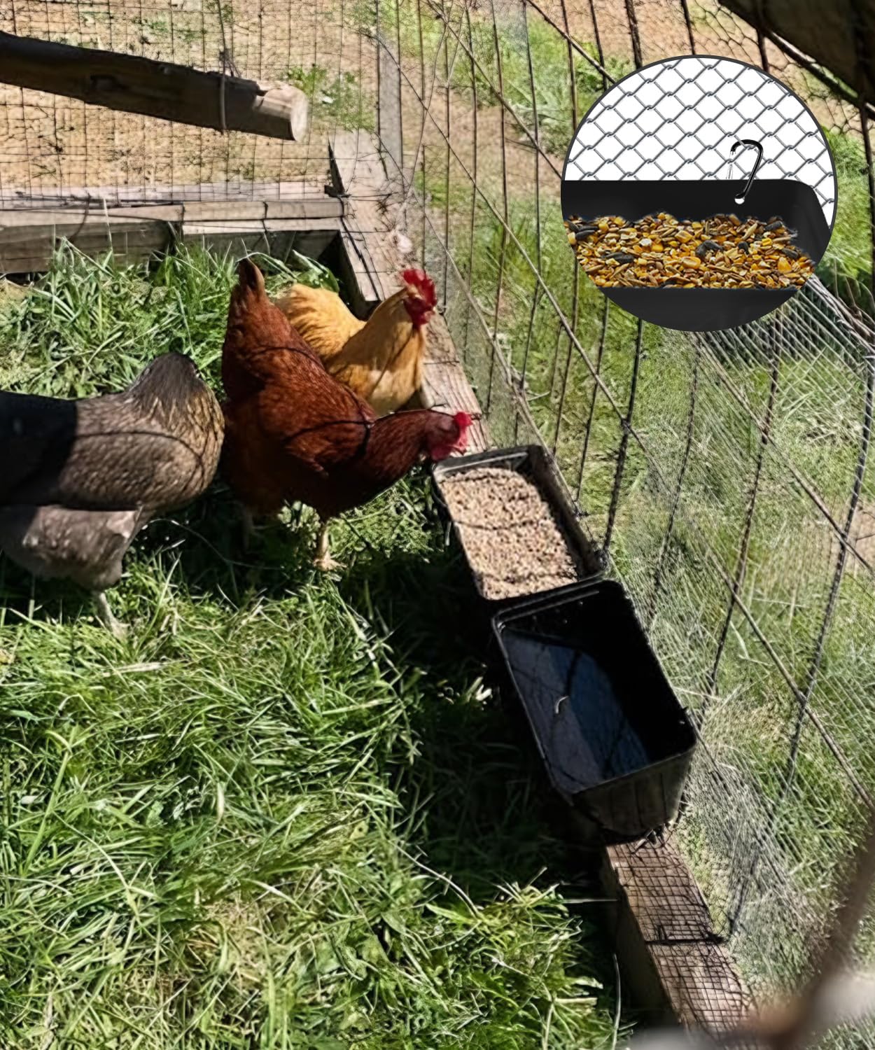 Hanging Feeding Trough for Goats, Chicken, Geese & Dogs | Durable BPA-Free Plastic Feeder | 36×16×9 cm | Pack of 2 CJ farms and Agritech