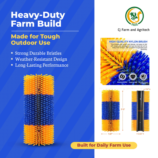 Heavy-Duty Livestock Scratching & Grooming Brush | Self-Massage Brush for Cattle, Horses, Goats & Sheep | Durable Outdoor Mountable Farm Brush cjfarms.in