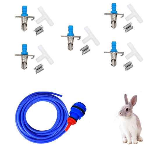 Rabbit Drinking Nipple Combo Pack | Rabbit Nipples + Tank Connector + 8mm Fungus-Free Tube + Reducer | Complete Automatic Watering System cjfarms.in