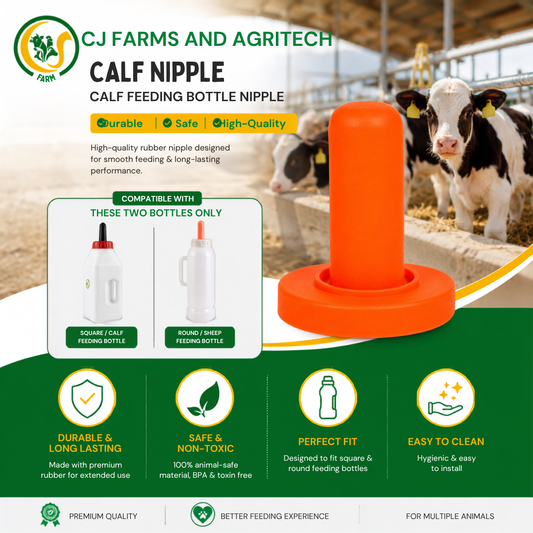 Calf Milk Feeding Bottle Rubber Nipple | Soft, Durable & Food-Grade Teat for Farm Calves | Replacement Feeder Nipple cjfarms.in