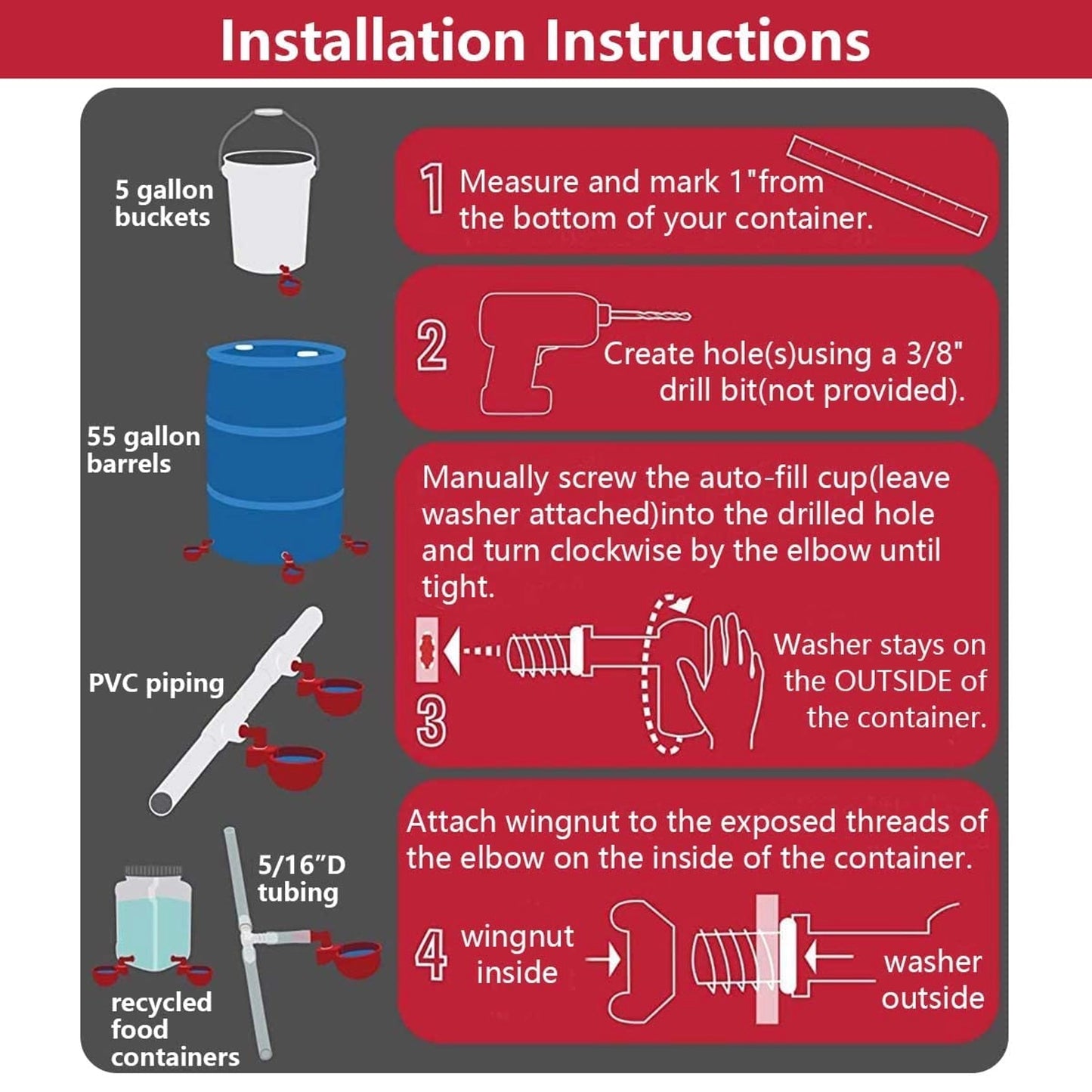 5 Pcs Automatic Chicken Feeder Cups | Auto-Refill Poultry Water Drinker | Automatic Water Bowl Cups for Chickens & Birds