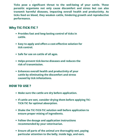 Tick Control Spray 200ml for Cows & Goats | Safe for All Ages | Effective Tick & Parasite Protection for Livestock