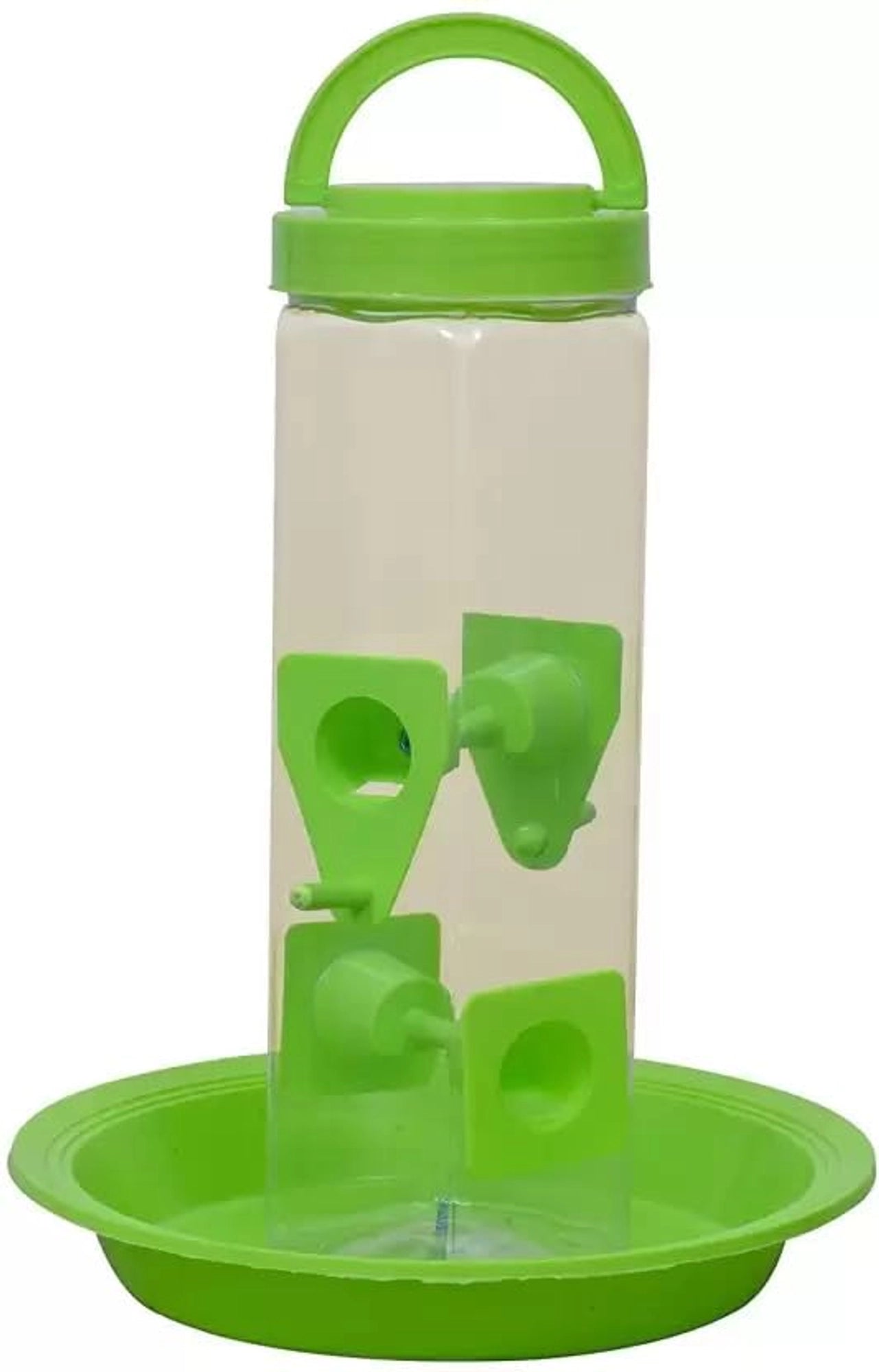 4-Nozzle Hanging Bird Feeder with Grill – Green Transparent Outdoor Feeder for Balcony & Garden Birds cjfarms.in