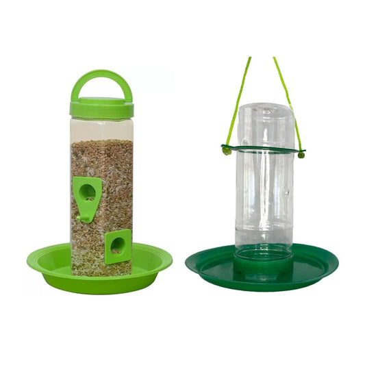 Bird Automatic Feeder & Drinker Combo Pack | Hanging Set for Trees & Balconies | Easy-Clean Food & Water Dispenser for Small Birds
