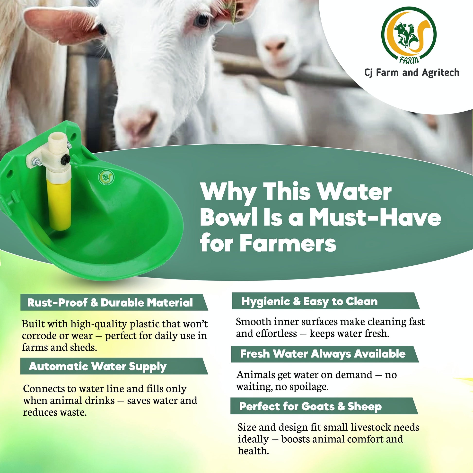 Automatic Water Bowl for Goats & Sheep | Heavy-Duty Livestock Drinker | Durable Farm Watering System My Store