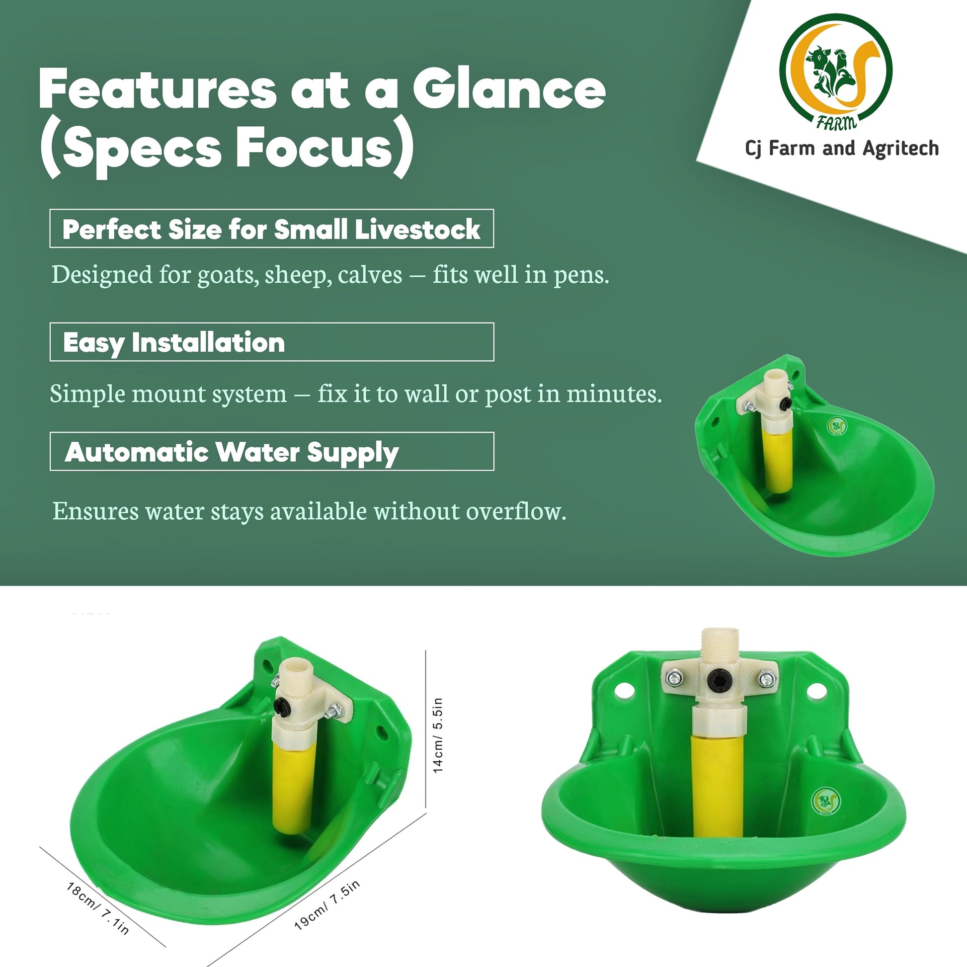 Automatic Water Bowl for Goats & Sheep | Heavy-Duty Livestock Drinker | Durable Farm Watering System My Store