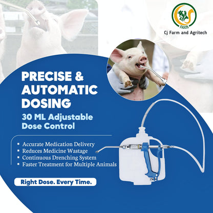 30ml Automatic Animal Drenching Gun with 2.5L Medicine Bottle | Continuous Metal Veterinary Oral Doser for Goats, Sheep & Cattle | Livestock Liquid Dosing Syringe Tool cjfarms.in