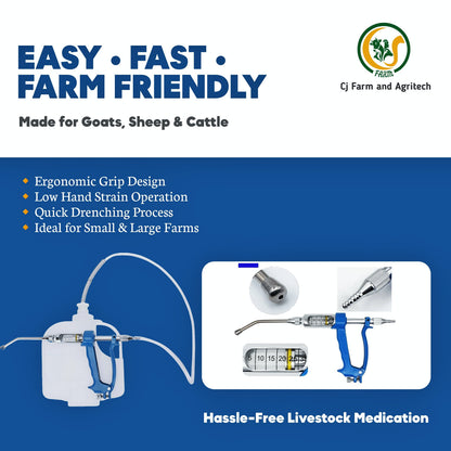 30ml Automatic Animal Drenching Gun with 2.5L Medicine Bottle | Continuous Metal Veterinary Oral Doser for Goats, Sheep & Cattle | Livestock Liquid Dosing Syringe Tool cjfarms.in