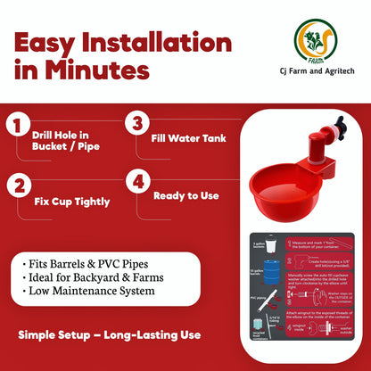 5 Pcs Automatic Chicken Feeder Cups | Auto-Refill Poultry Water Drinker | Automatic Water Bowl Cups for Chickens & Birds cjfarms.in