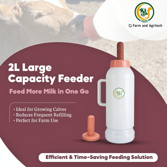 Heavy-Duty 2L Calf Milk Feeding Bottle with Food-Grade Nipple | Durable Livestock Feeder for Calves | Safe & Hygienic Farm Feeding Bottle cjfarms.in