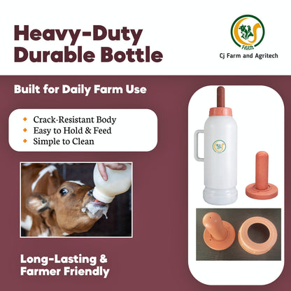 Heavy-Duty 2L Calf Milk Feeding Bottle with Food-Grade Nipple | Durable Livestock Feeder for Calves | Safe & Hygienic Farm Feeding Bottle cjfarms.in
