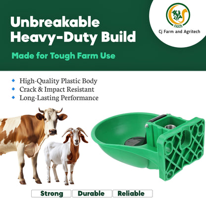 3L Green Unbreakable Plastic Automatic Cow Water Bowl Dispenser | Durable Livestock Drinking Waterer for Cattle, Goats & Sheep cjfarms.in