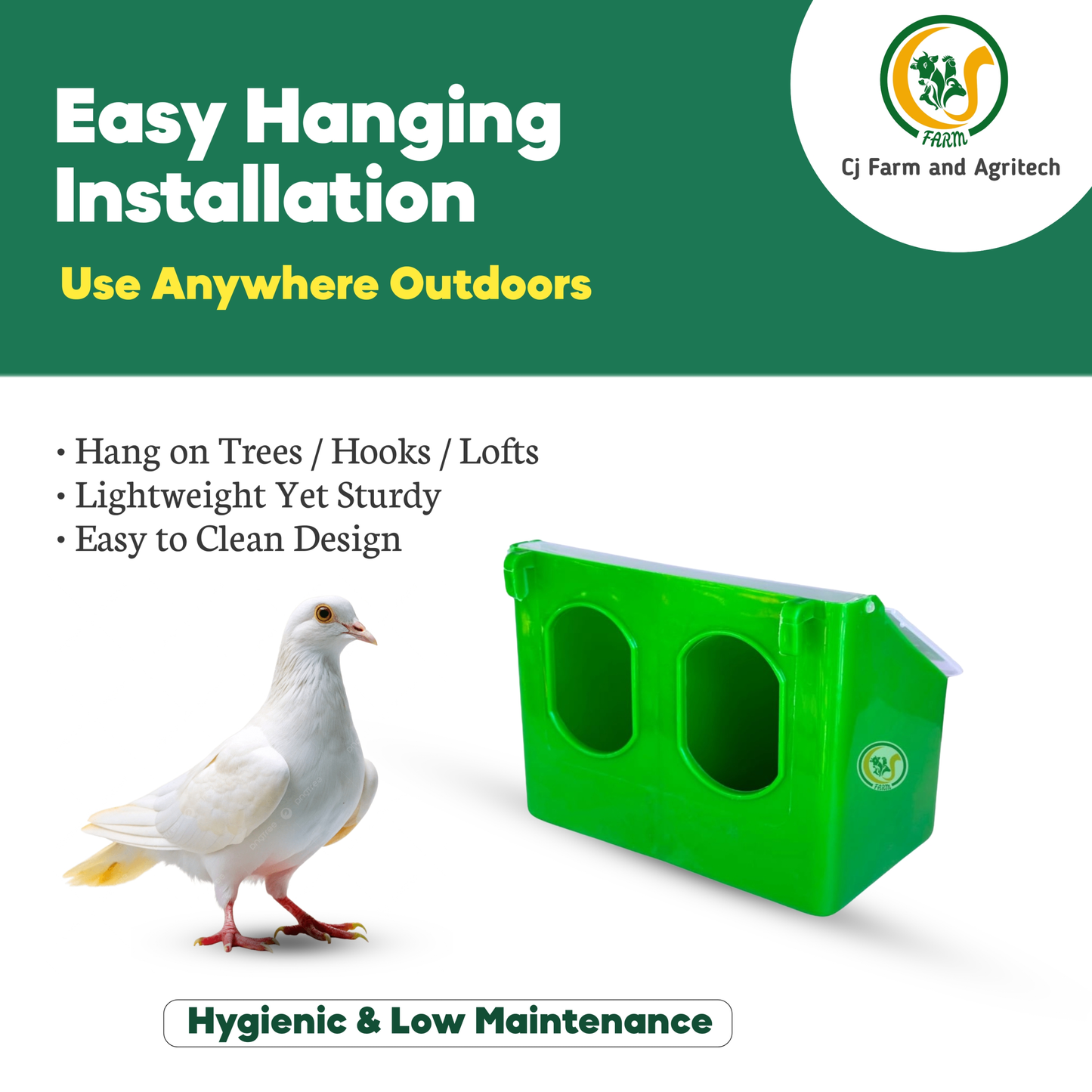 Double Hole Pigeon Feeder – Hanging Type (Pack of 2) | Durable Outdoor Feeder for Pigeons, Doves & Small Birds cjfarms.in