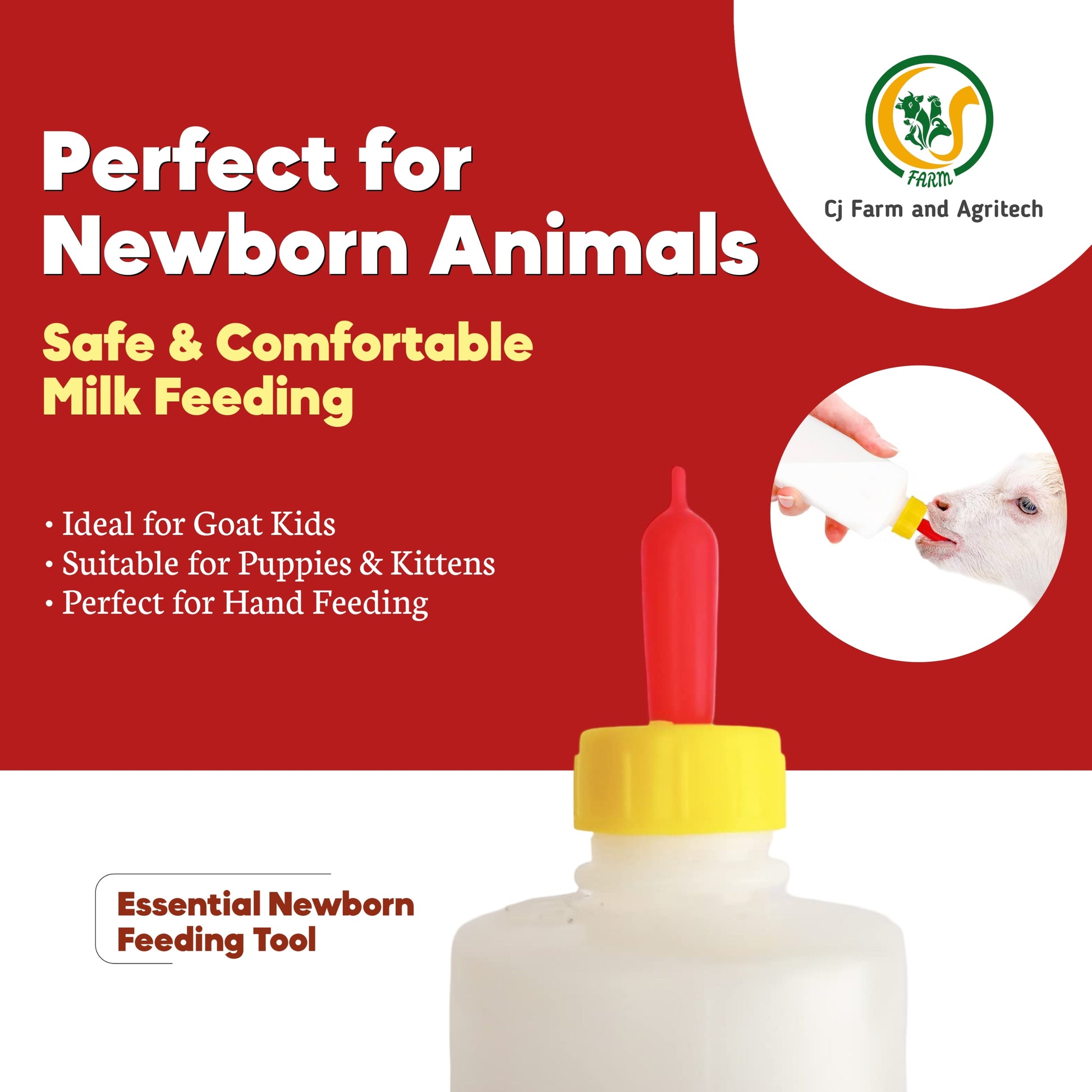 Bottle Topper Nipple for Goats, Puppies & Kittens | Soft Feeding Teat for Newborn Animals | Easy Bottle Attachment My Store