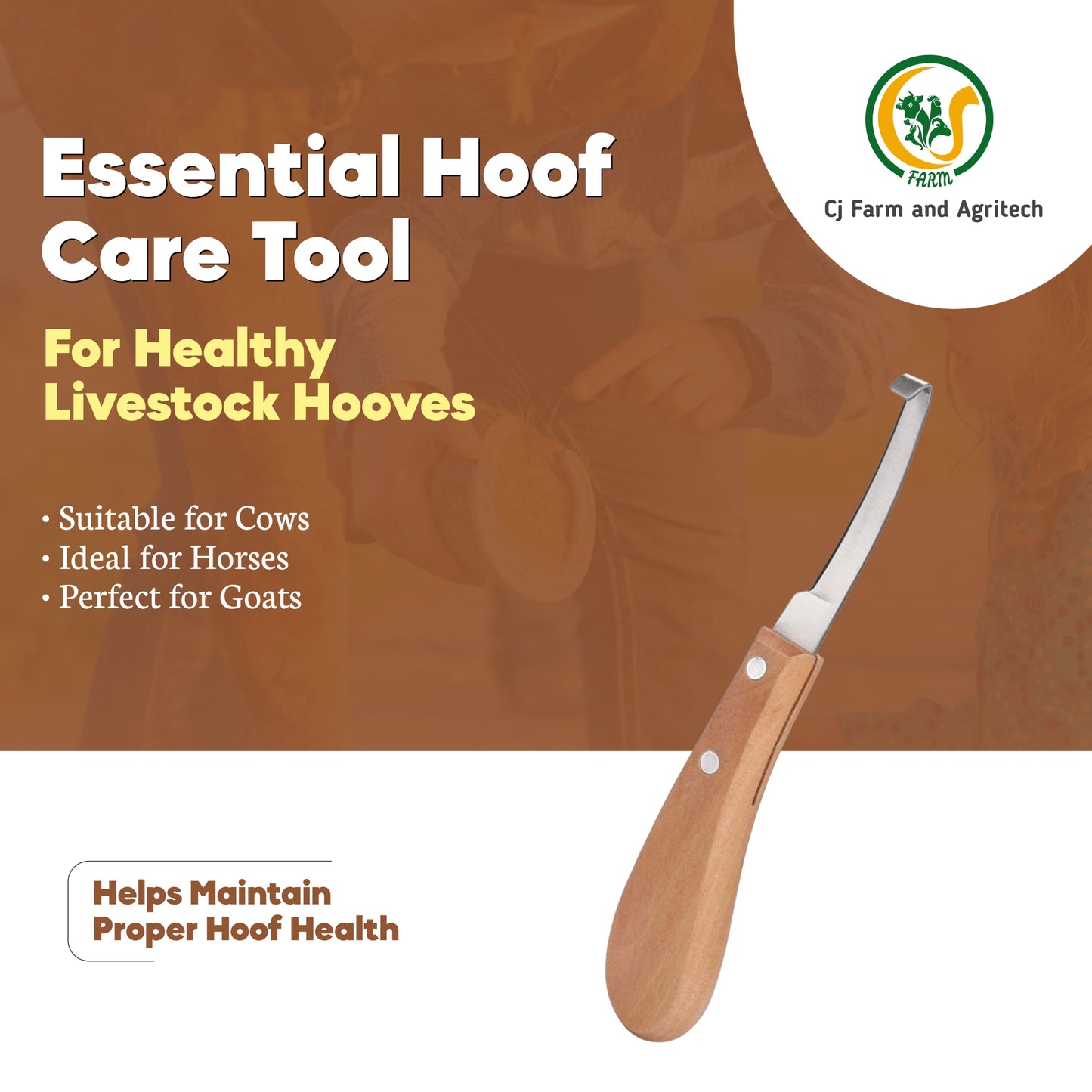 Hoof Trimming Knife for Cows, Horses & Goats | Sharp Stainless Steel Farrier Tool for Hoof Care & Grooming cjfarms.in