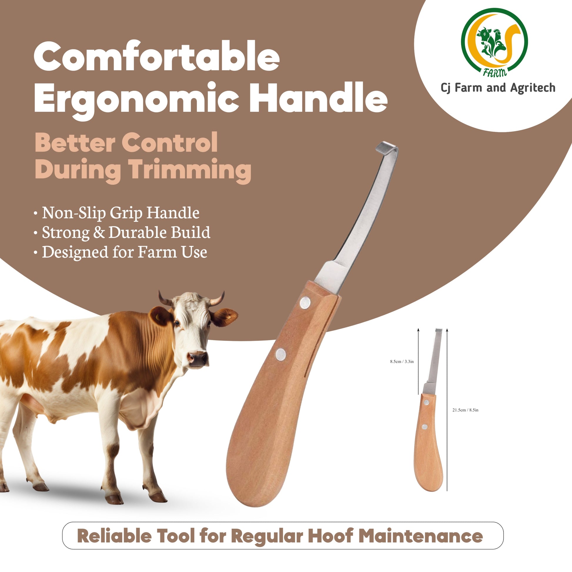 Hoof Trimming Knife for Cows, Horses & Goats | Sharp Stainless Steel Farrier Tool for Hoof Care & Grooming cjfarms.in