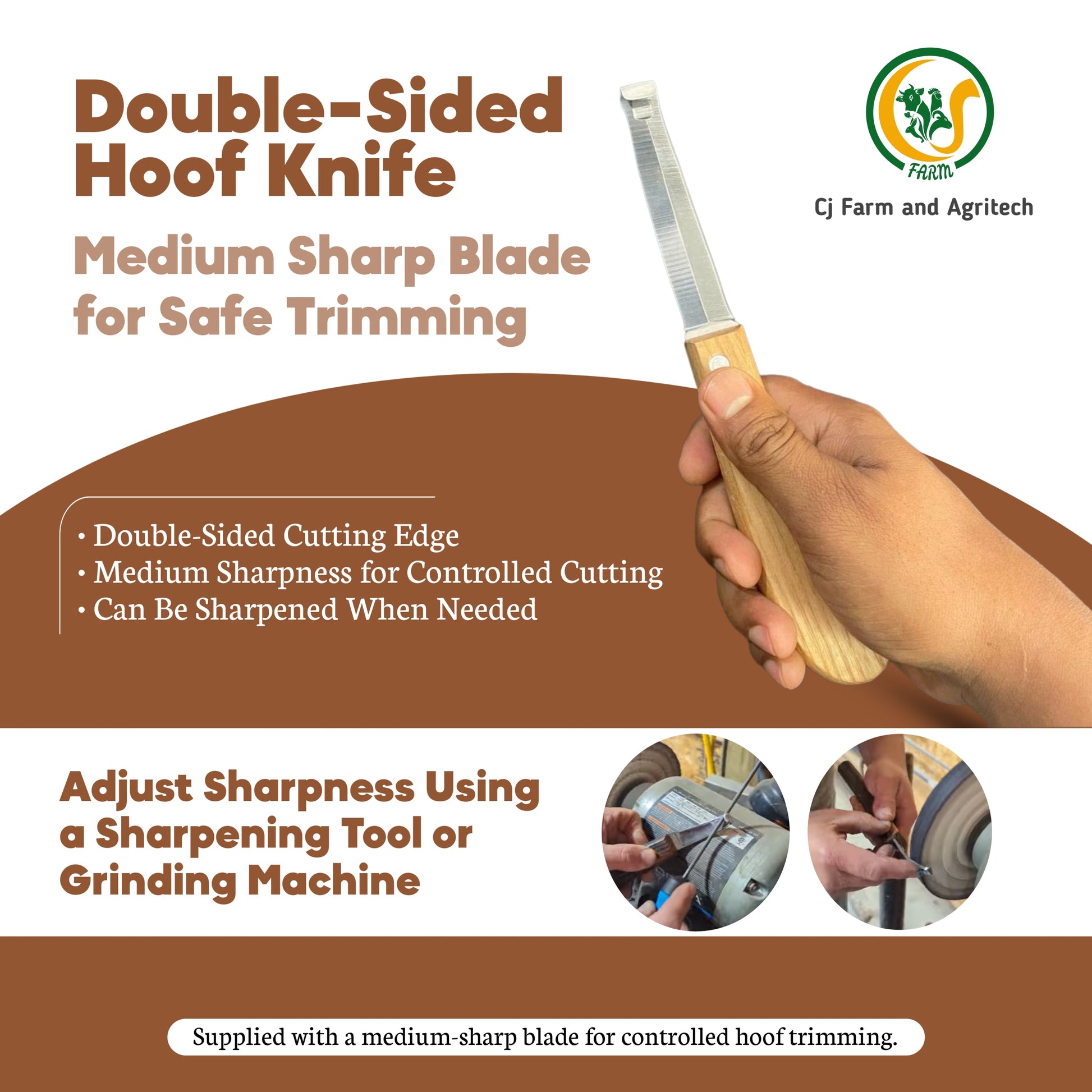Hoof Trimming Knife for Cows, Horses & Goats | Sharp Stainless Steel Farrier Tool for Hoof Care & Grooming cjfarms.in