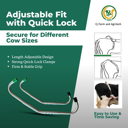 CJ Farms Adjustable Cow Anti Kick Bar – Heavy Duty Hot Dip Galvanized Iron Cattle Restraint Tool for Safe Milking, Hoof Trimming & Veterinary Use cjfarms.in