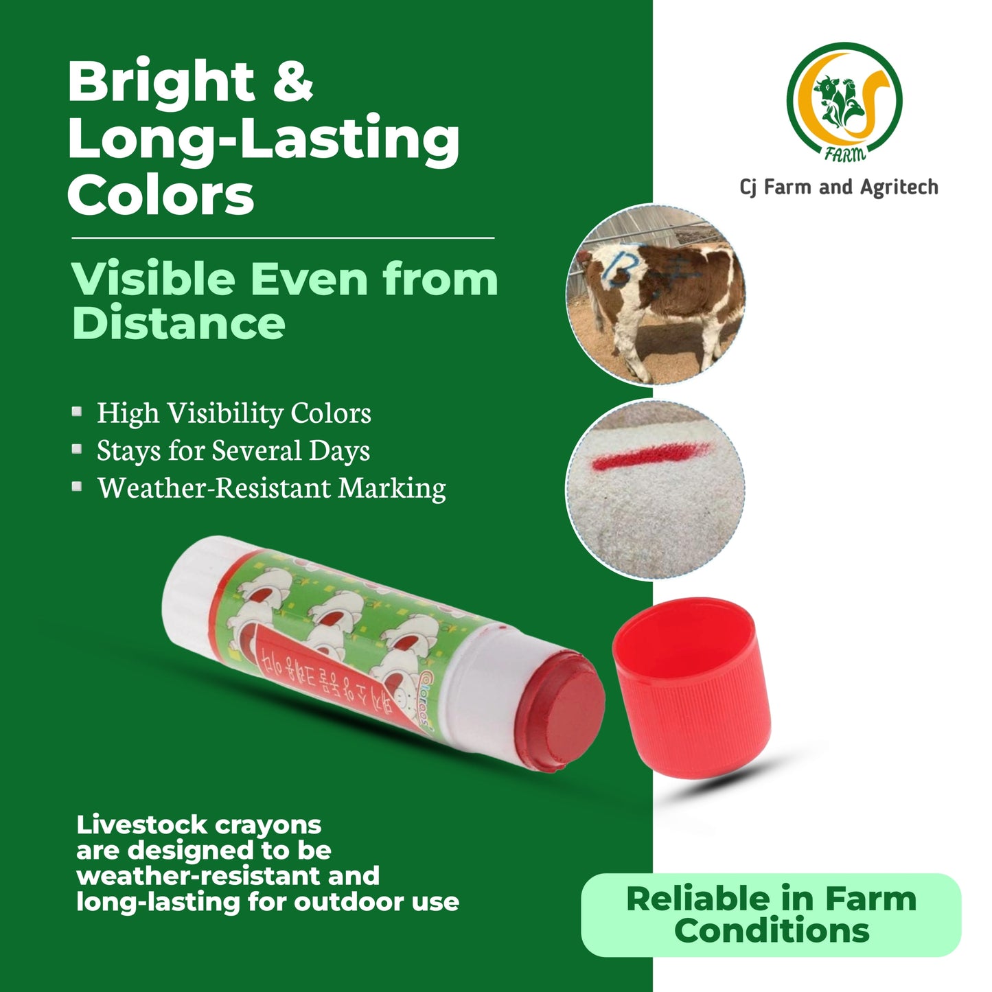 Animal Marker Crayons for Cows, Sheep & Pigs | Non-Toxic Livestock Markers | Bright, Long-Lasting Farm Identification Crayons My Store