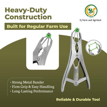 Castration Tool Kit with 100 Green Rubber Bands | Heavy-Duty Castrator Bander Plier for Goats, Lambs, Sheep & Puppies | Tail Docking & Farm Use cjfarms.in