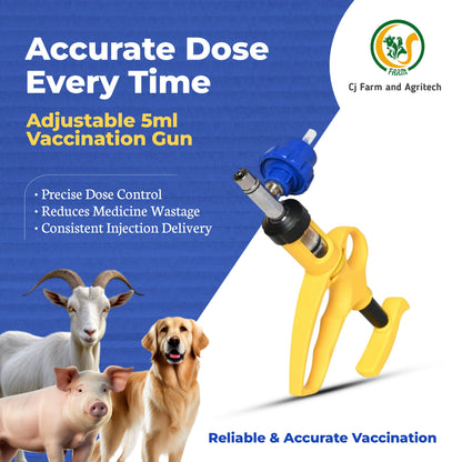 Reusable Vaccination Gun for Poultry, Pigs, Sheep, Dogs & Goats | 10ml Adjustable Dose Veterinary Syringe | Precision Livestock Vaccinator cjfarms.in