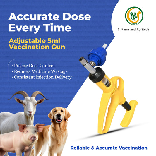 Reusable Vaccination Gun for Poultry, Pigs, Sheep, Dogs & Goats | 10ml Adjustable Dose Veterinary Syringe | Precision Livestock Vaccinator cjfarms.in