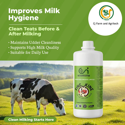 Fine Kine Teat Dip Solution 1000ml for Dairy Cattle | Udder Hygiene & Mastitis Prevention | Healthy Udder Care for High Milk Quality CHIMERTECH