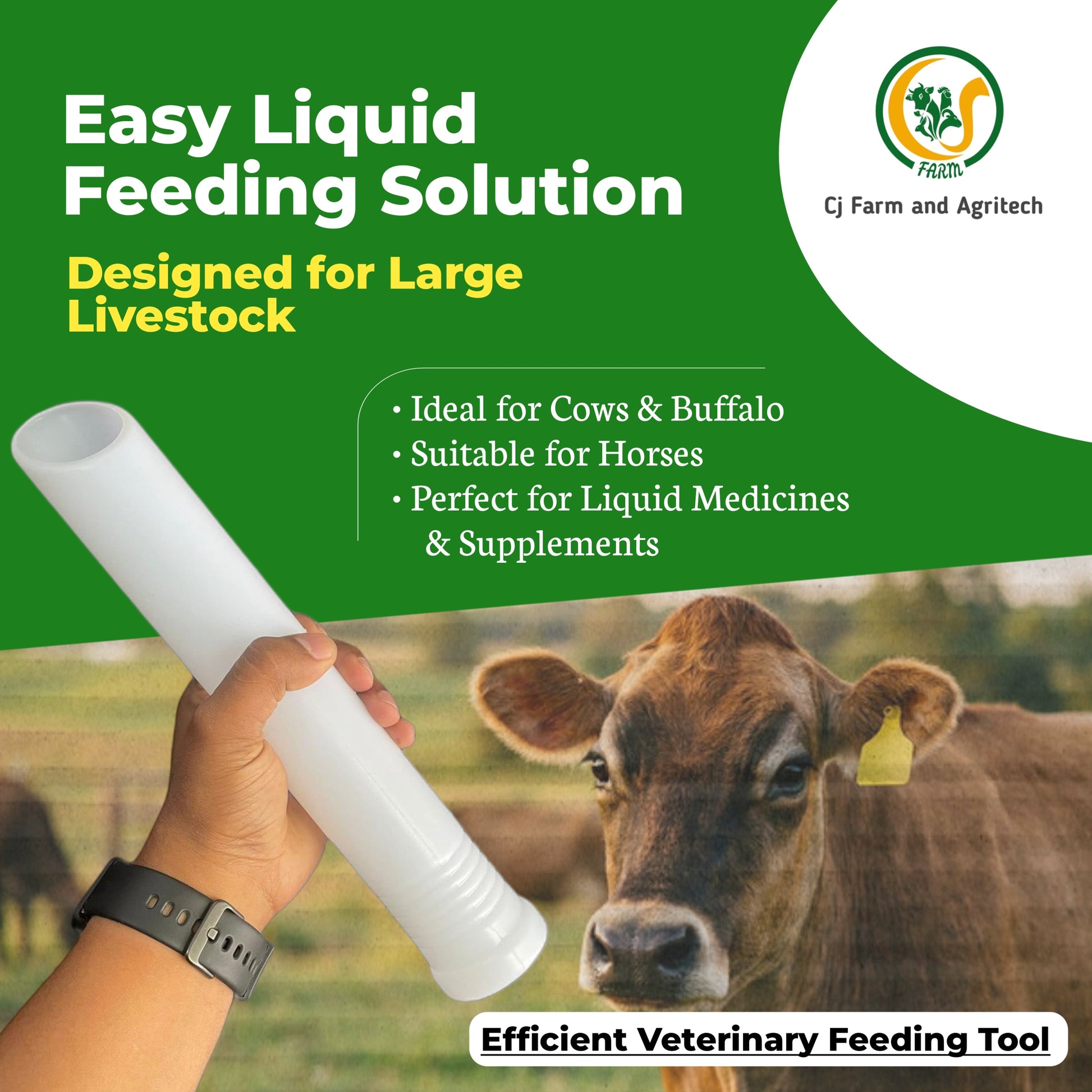 350ml Oral Drenching Pipe for Cows, Horses & Buffalo | Bovine Liquid Drencher Tube | Durable Veterinary Oral Feeder cjfarms.in