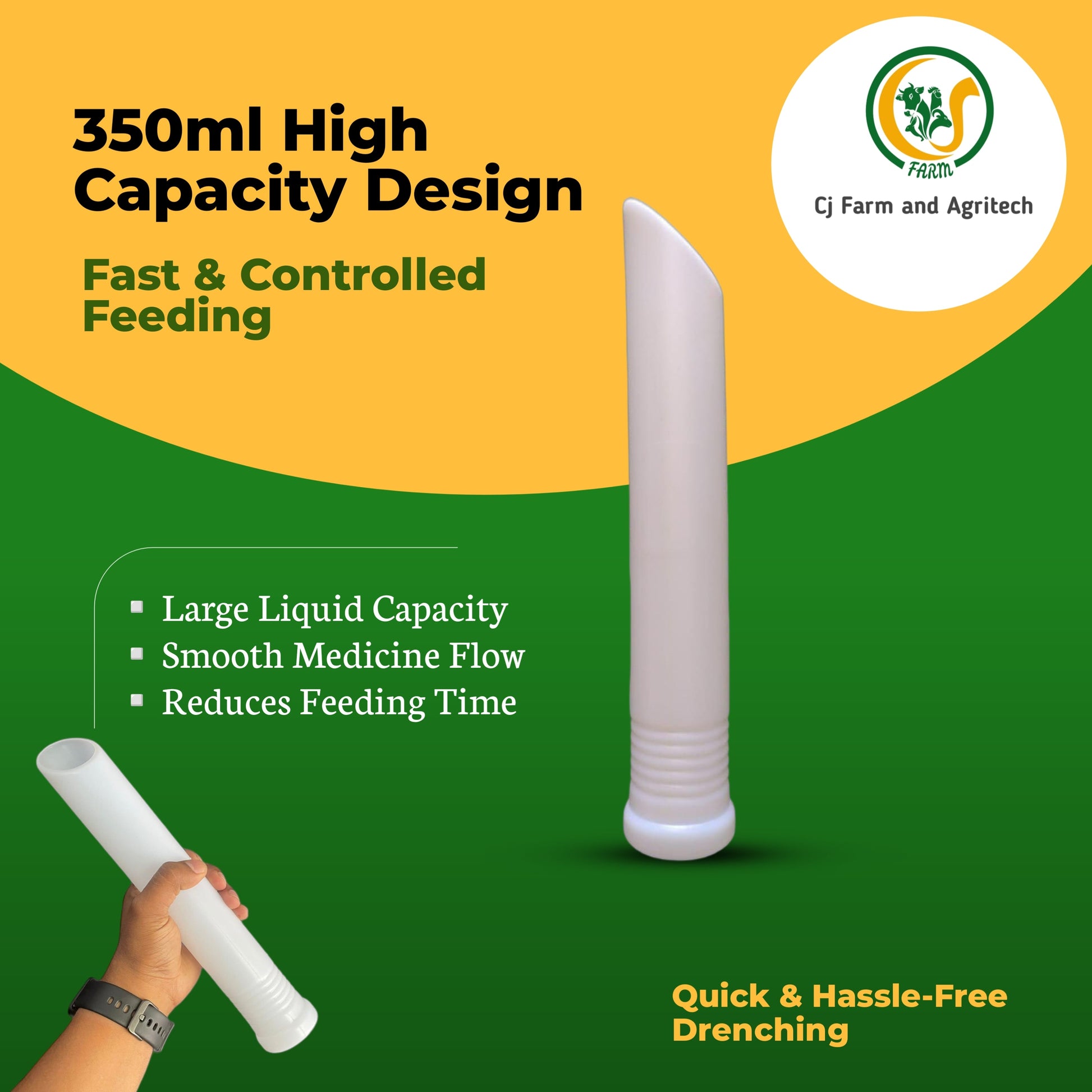 350ml Oral Drenching Pipe for Cows, Horses & Buffalo | Bovine Liquid Drencher Tube | Durable Veterinary Oral Feeder cjfarms.in