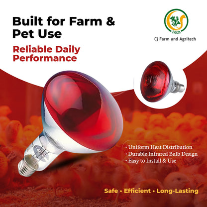 150W Infrared Heat Lamp for Chicks, Puppies, Piglets & Birds | Safe Brooding & Warming Lamp for Livestock and Pets cjfarms.in