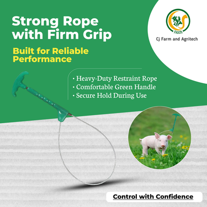 Pig Catcher Leash with Sturdy Green Handle | Strong Pig Restraint Rope for Safe Hog Handling & Farm Use cjfarms.in
