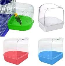 Plastic Bird Bath Tub for Cage | Easy Clip-On Bathing Box for Budgie, Cockatiel & Small Birds CJ farms and Agritech
