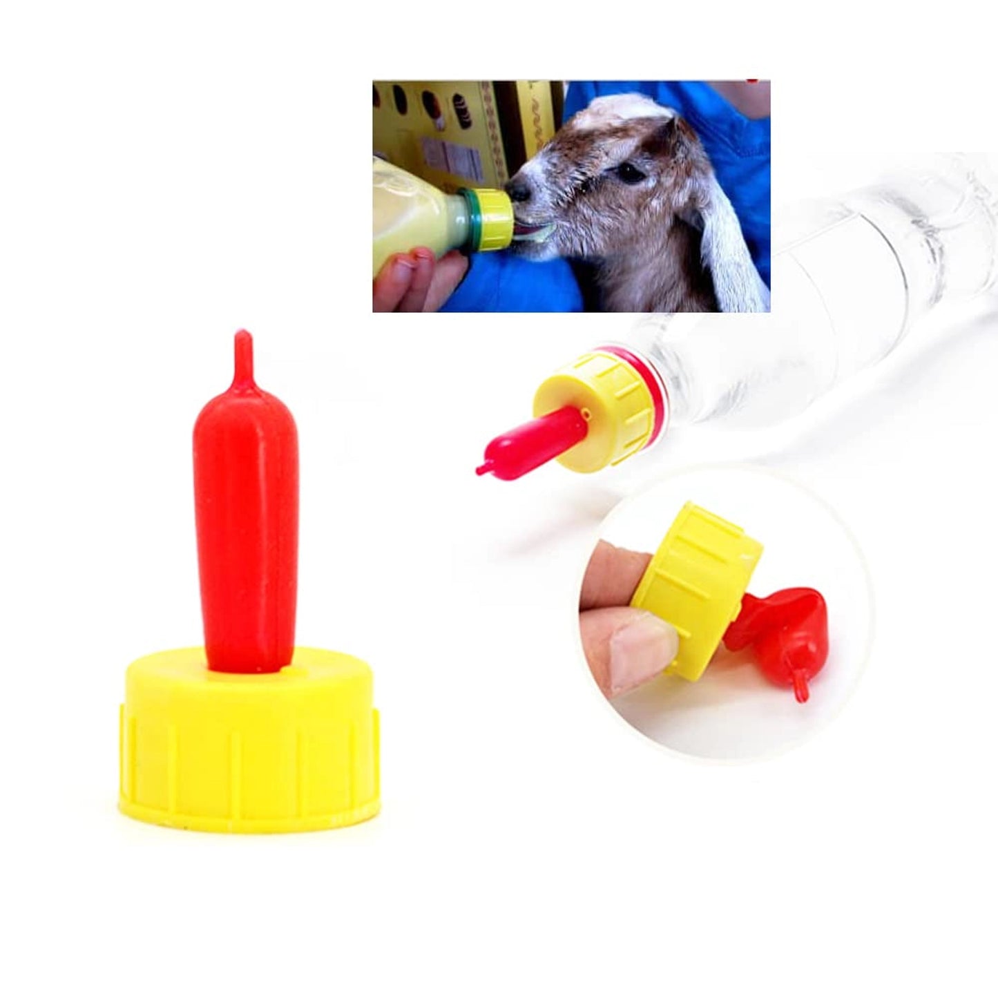 Bottle Topper Nipple for Goats, Puppies & Kittens | Soft Feeding Teat for Newborn Animals | Easy Bottle Attachment