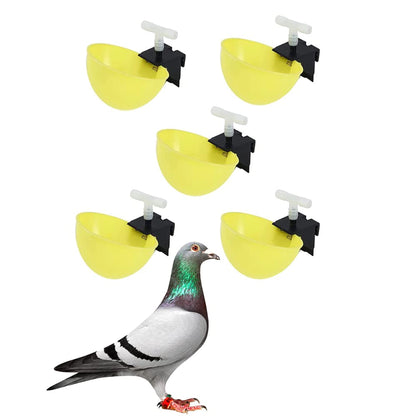 Automatic Bird Drinker – Pack of 5 (Yellow) | Ideal Water Feeder for Pigeons, Quails & Chickens | Durable Poultry & Bird Drinker Cups