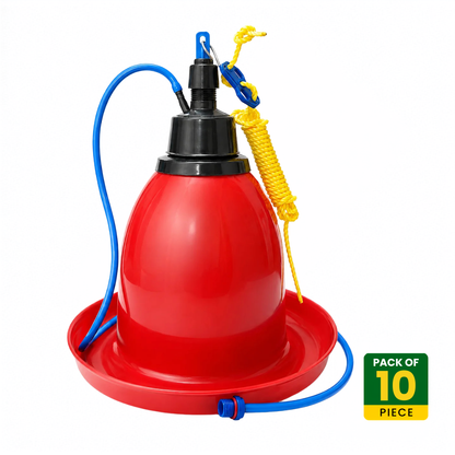 Automatic Classic Poultry Drinker – Pack of 10 | Heavy Duty Hanging Auto Refill Chicken Water Drinker with Hose Connection for Broilers, Layers, Ducks & Poultry Birds CJ farms and Agritech