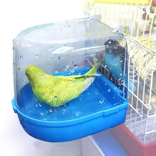 Plastic Bird Bath Tub for Cage | Easy Clip-On Bathing Box for Budgie, Cockatiel & Small Birds CJ farms and Agritech