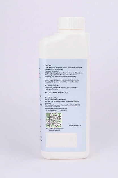 MooFoam Teat Wash Foam 1kg for Cattle, Goat & Sheep | Mastitis Prevention Pre & Post Milking Teat Sanitizer CHIMERTECH