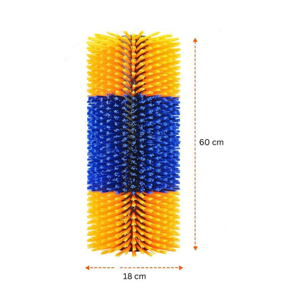 Livestock Scratching Brush for Cattle, Horses, Goats & Sheep | Heavy-Duty 60cm Full-Round Self-Grooming & Massage Brush | Easy-Mount Farm & Dairy Animal Grooming Tool