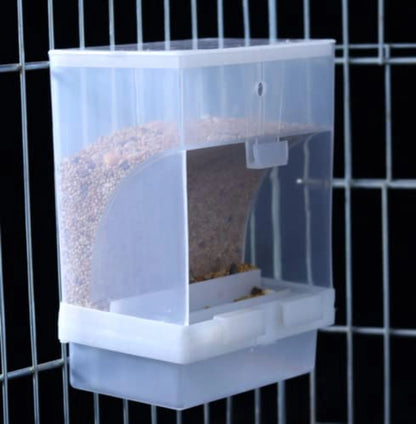 Automatic Bird Feeder with Waste Tray – 500g Capacity (White) | No-Waste Plastic Feeder for Parrots, Pigeons & Small Birds