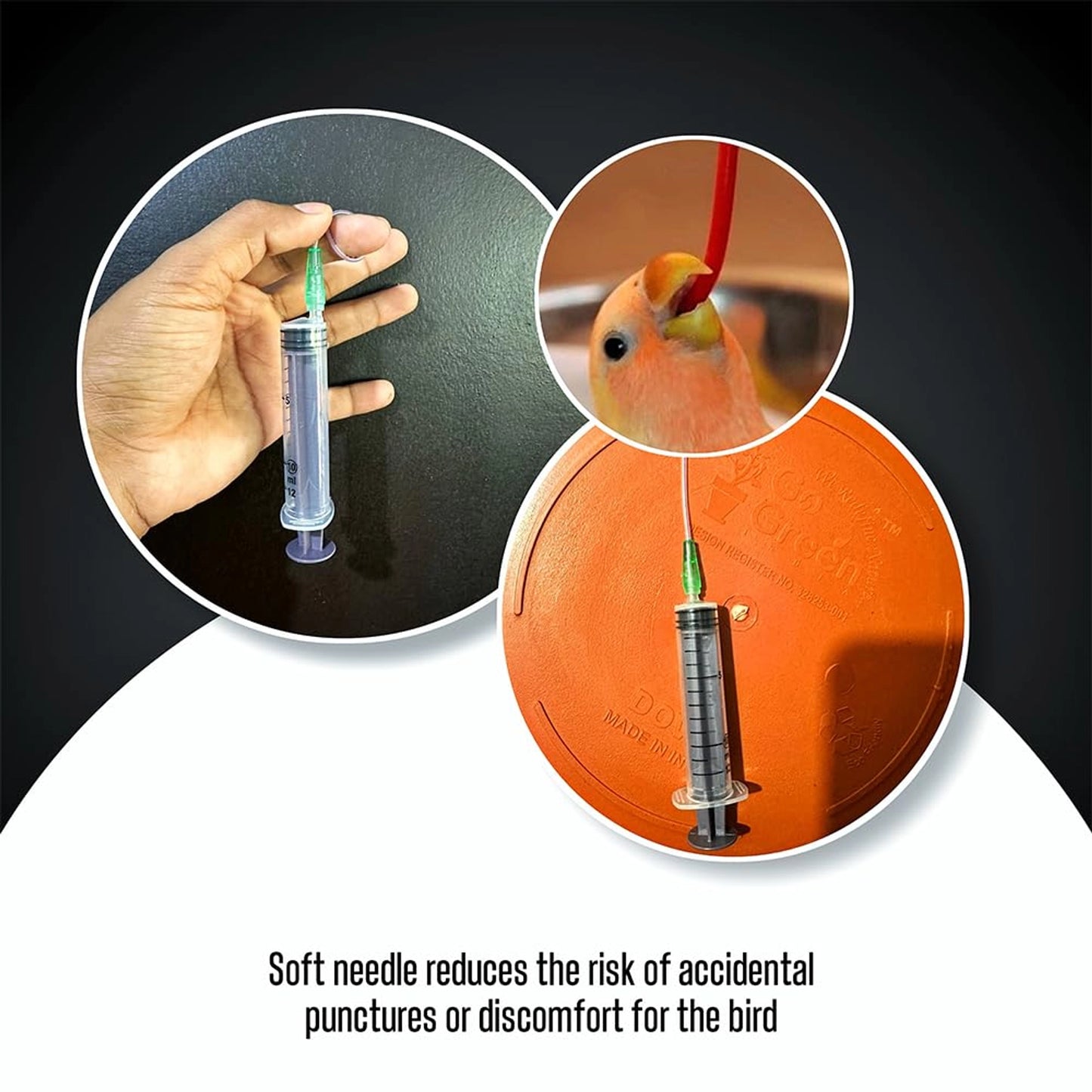 12ml Bird Hand Feeding Syringe with Soft & Flexible Needle | Safe Feeder for Baby Birds, Parrots, Pigeons & Small Pets