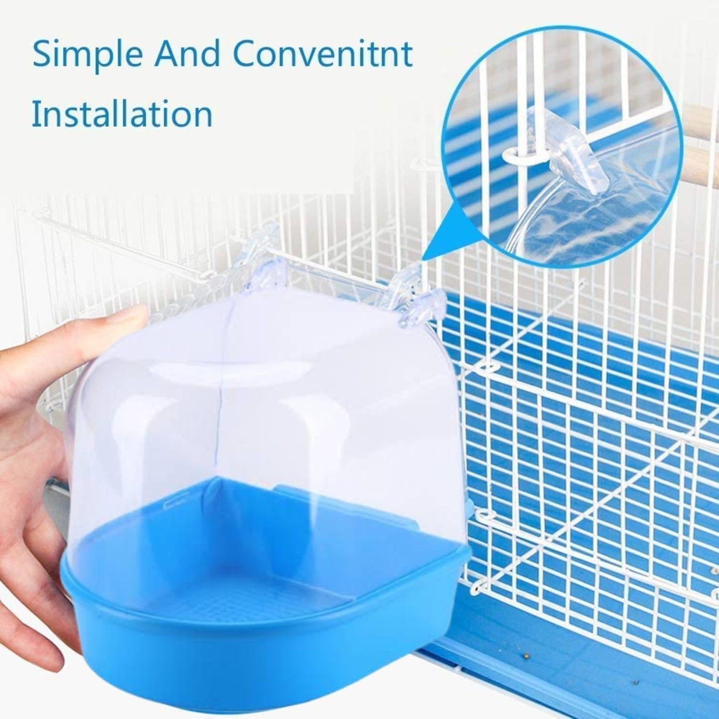 Plastic Bird Bath Tub for Cage | Easy Clip-On Bathing Box for Budgie, Cockatiel & Small Birds CJ farms and Agritech