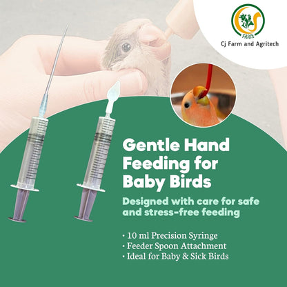10ml Bird Hand Feeding Syringe Feeder Spoon with Soft Needle | Safe Feeding Tool for Baby Birds, Parrots, Finches & Small Birds cjfarms.in